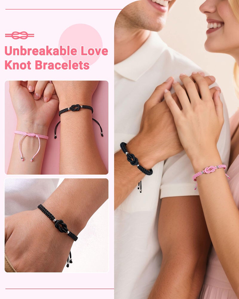 UNGENT THEM Valentines Day Gifts for Him Her Boyfriend Girlfriend Birthday Matching Couples Bracelets Pinky Promise Long Distance Relationship Romantic I Love You His Hers Gifts Women Men Christmas - Image 2