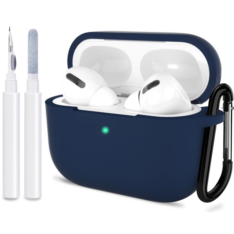 ATUAT for AirPods Pro 1st/2nd Generation Case Cover, Protective Silicone Skin Accessories with Keychain for Women Men for Apple AirPods Pro 2019/2022 Charging Case,Front LED Visible-Midnight Blue - Image 1