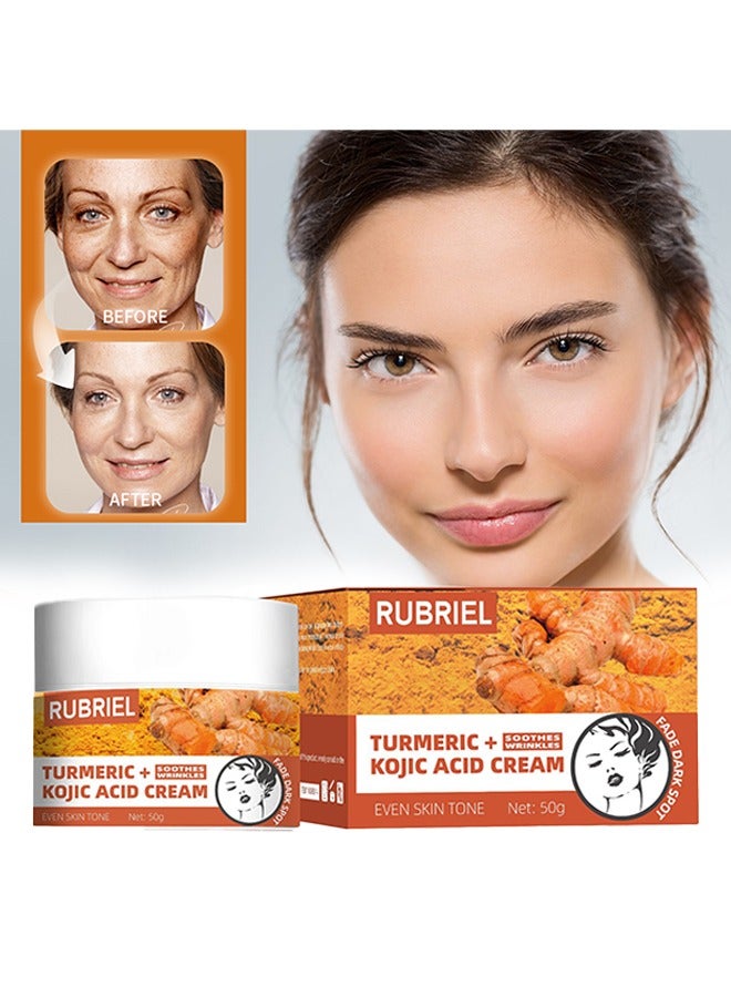 روبيريل كريم حمض الكوجيك الكركم ، يهدئ التجاعيد ، مضاد للشيخوخة وتفتيح البشرة ، يزيل حب الشباب ، التبييض ، تفتيح البقع 50 جرام - Image 1