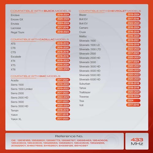 A-Premium 4PCS Pre-Programmed TPMS Sensor Tire Pressure Monitoring Sensor - Compatible with Chevy, GMC, Cadillac & Buick - Camaro, Cruze, Malibu, Silverado, Sierra, Terrain, Yukon, Lacrosse - 433MHz - Image 2