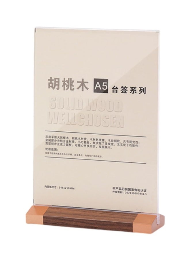 Acrylic Tabletop Stand, Acrylic Sign Holder, Acrylic Tabletop Display Pieces, Clear Visibility, with Solid Wood Base, T-Stand, for Restaurants, Hotels, Menus, Photos 21*14.8 - Image 1