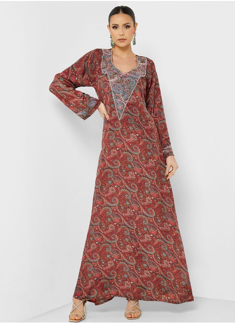 Printed Crew Neck Jalabiya