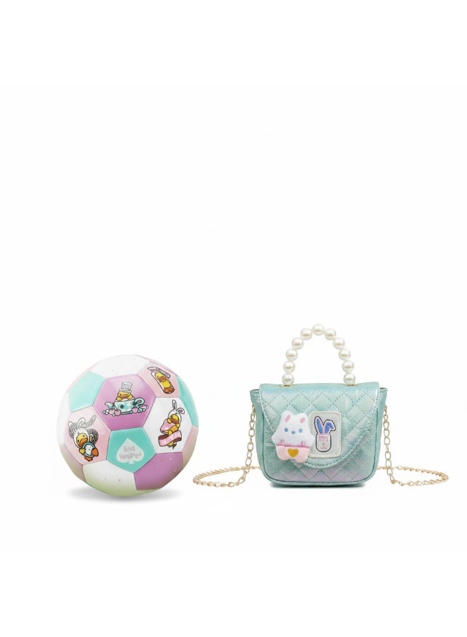 KANAZ Mini Double Teddy Girls' Handbag - Quilted Design with Elegant Pearl Handle - Model R3519 Mini Double Teddy mint green - Image 1