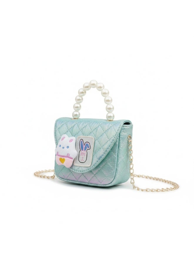 KANAZ Mini Double Teddy Girls' Handbag - Quilted Design with Elegant Pearl Handle - Model R3519 Mini Double Teddy mint green - Image 2