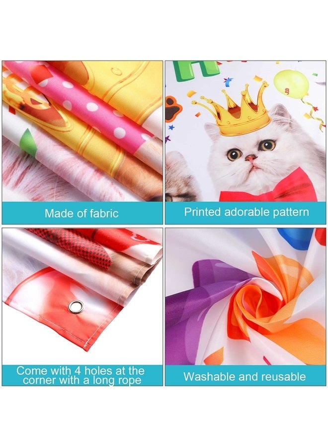 Tatuo Cat Happy Birthday Backdrop Kitten Photography Background Pet Paw Cat Theme Party Photo Backdrop Birthday Party Decorations for Cat Owner Children Kids Cake Table Decorations - Image 3