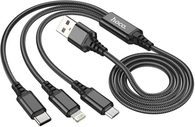 Polhammobile Polham 3in1 1 Meter USB To Type-C, iPhone Lightning, Micro USB Charging and Data Cable, 2A Rope Cable