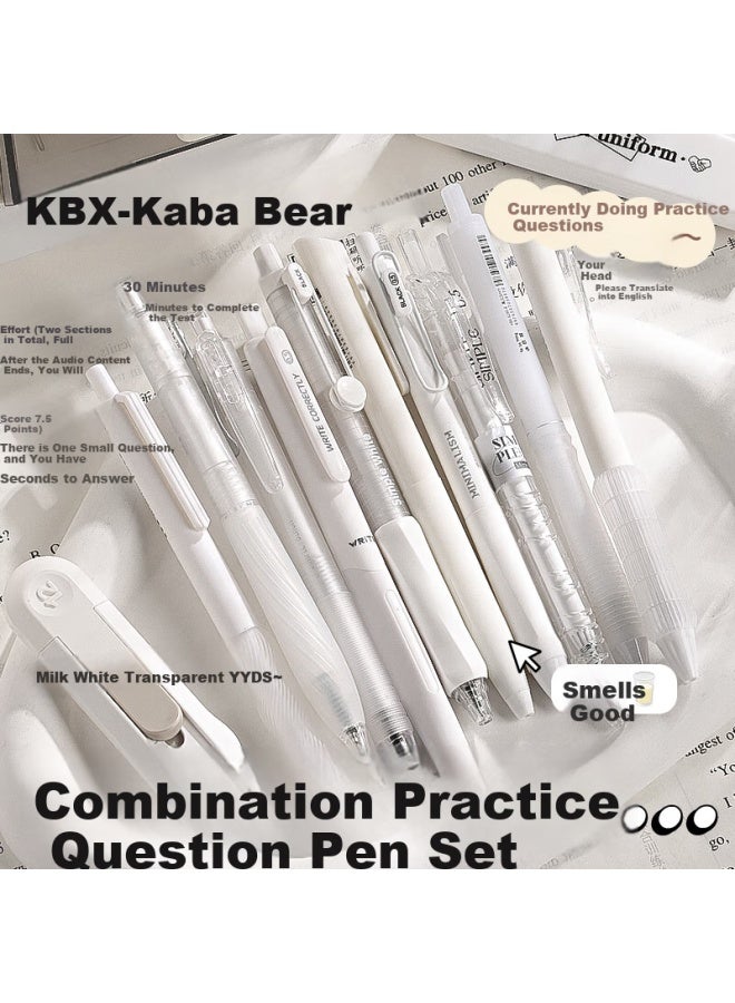 Kaba Bear قلم كابير المحايد أسود 0.5 مم قيمة عالية 5-pack نمط زر دفع قلم فرشاة بسيط للطلاب قلم كربون أبيض شفاف - Image 1