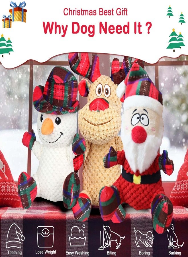 Wonfly Dog Squeaker Toys, Plush Dog Toy with Squeaker, Cotton Material, Daily Entertainment & Relieve Anxiety, Chew Toy for Dogs, Not Water Resistant (Large, Christmas) - Image 2