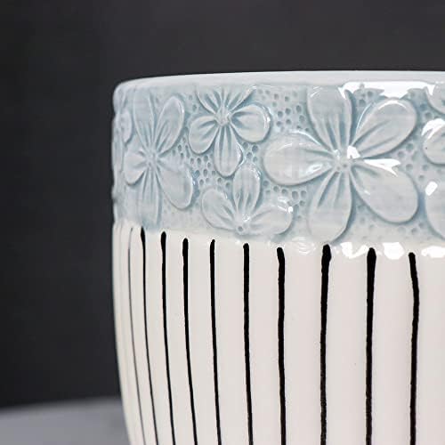 Fox & Fern Premium Ceramic Planter for Vibrant Garden | Enhance The Ambiance of Your Home, Office or Garden | with Drainage Hole and Saucer (Set of 3) (Dia. 14.5CM)(GA84013BL) - Image 3