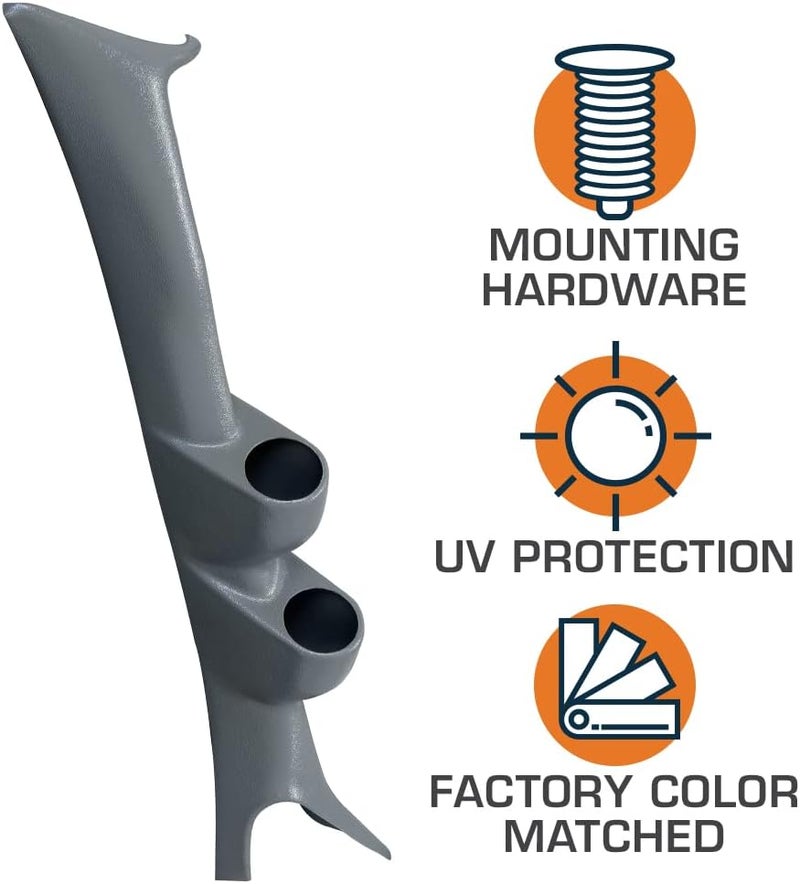 GlowShift Gray Full Size Dual Pillar Gauge Pod for Ford Super Duty F-250 F-350 (1999-2007) - Image 4