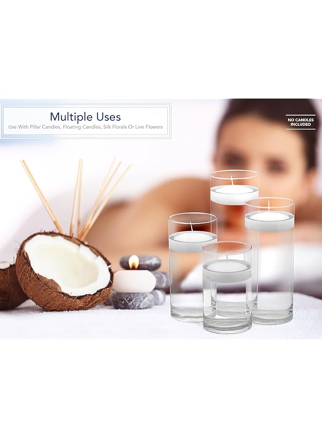 إيروريكس مجموعة من 4 مزهريات زجاجية أسطوانية الشكل لمركز الزهور، حامل شموع على شكل إعصار، شموع صغيرة عائمة للاستخدام في ديكور المنزل وطاولات الزفاف والحفلات والعطلات - Image 2