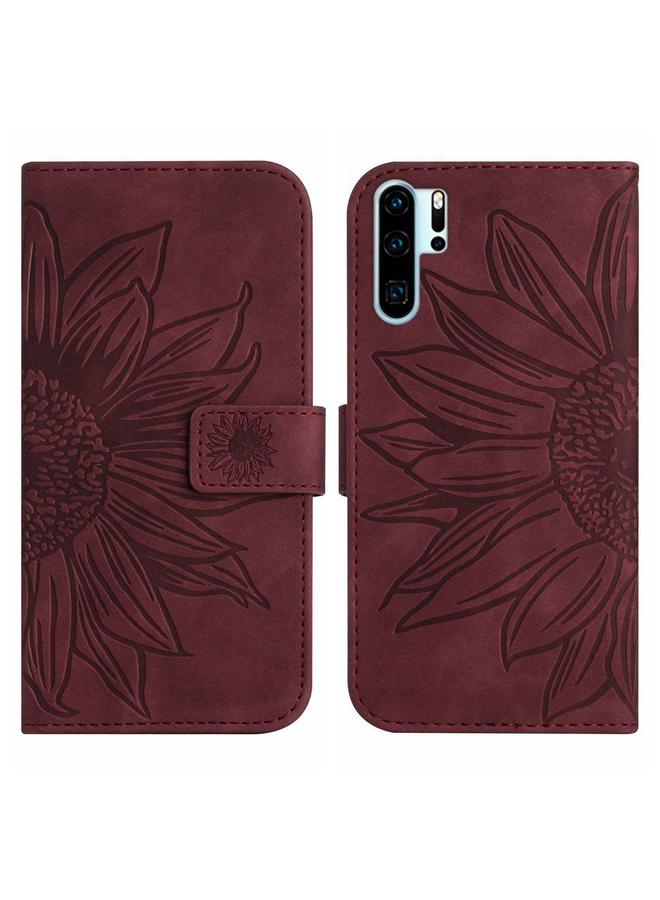 S-TOP Case For Huawei P30 Pro Skin Feel Sun Flower Pattern Flip Leather Phone Case with Lanyard - Image 2