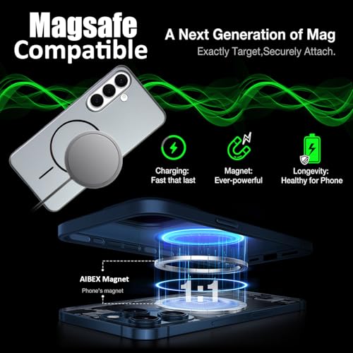 AIBEX Ultra-Thin Mag-Saf Back Cover Case Compatible with Samsung S25| Slim Fit Scratch-Resistant Matte | Magnetic Wireless Charging | Microfibre Lining | Camera Protection (PC Material) - Silver - Image 5