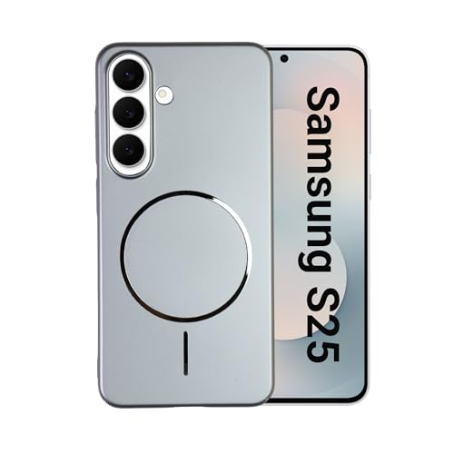 AIBEX Ultra-Thin Mag-Saf Back Cover Case Compatible with Samsung S25| Slim Fit Scratch-Resistant Matte | Magnetic Wireless Charging | Microfibre Lining | Camera Protection (PC Material) - Silver - Image 1