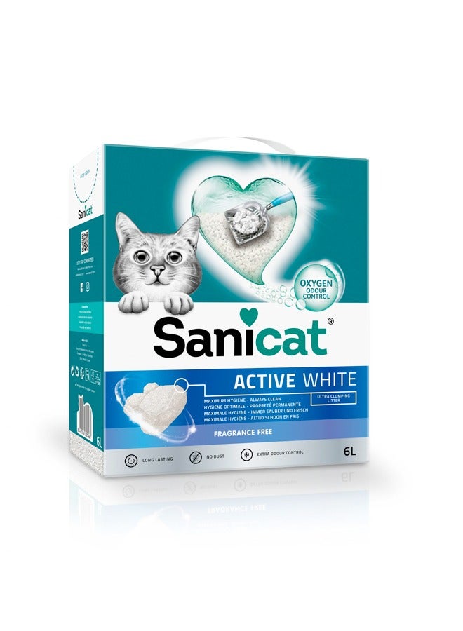 Sanicat Active White Fragrance Clumping Cat Litter - 6L - Image 1