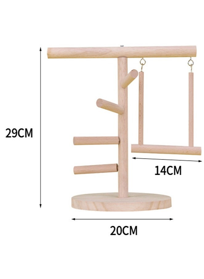 general Parrot Stand Bird Frame Solid Wood Swing Stand Rotating Climbing Ladder Parrot Stand Desktop Training Bird Toy - Image 4