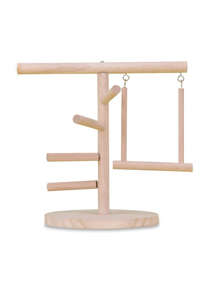 general Parrot Stand Bird Frame Solid Wood Swing Stand Rotating Climbing Ladder Parrot Stand Desktop Training Bird Toy - Image 3