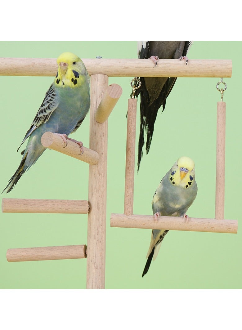 general Parrot Stand Bird Frame Solid Wood Swing Stand Rotating Climbing Ladder Parrot Stand Desktop Training Bird Toy - Image 2