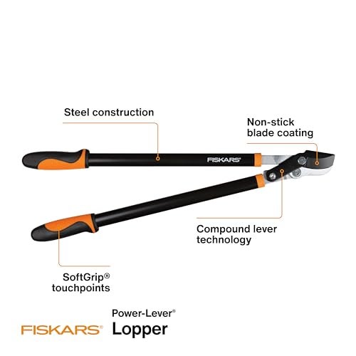 Fiskars 28-Inch Power-Lever Garden Bypass Lopper and Tree Trimmer, Sharp Precision-Ground Steel Blade for Cutting Branches up to 1.75-Inch Diameter - Image 4