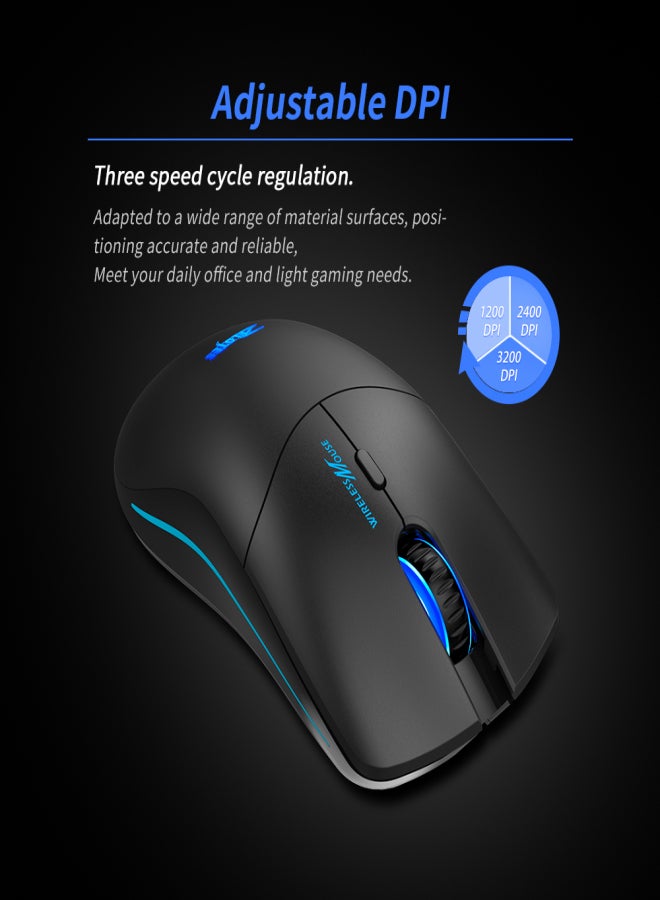 زيلوتس فأرة ألعاب لاسلكية ZELOTES F-22 بتردد 2.4 جيجاهرتز، بستة أزرار، تصميم مريح مع 3 مستويات DPI قابلة للتعديل، مناسبة لأجهزة الكمبيوتر المكتبية والمحمولة - Image 3