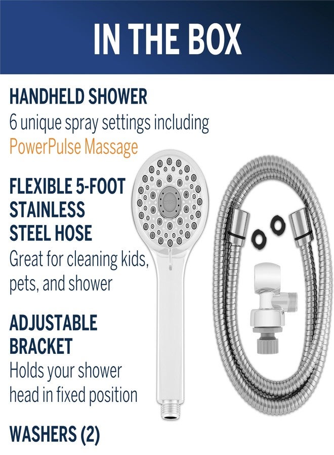 Waterpik High Pressure Hand Held Shower Head With Hose, PowerPulse Massage 6-Mode, Chrome XAL-643ME - Image 4