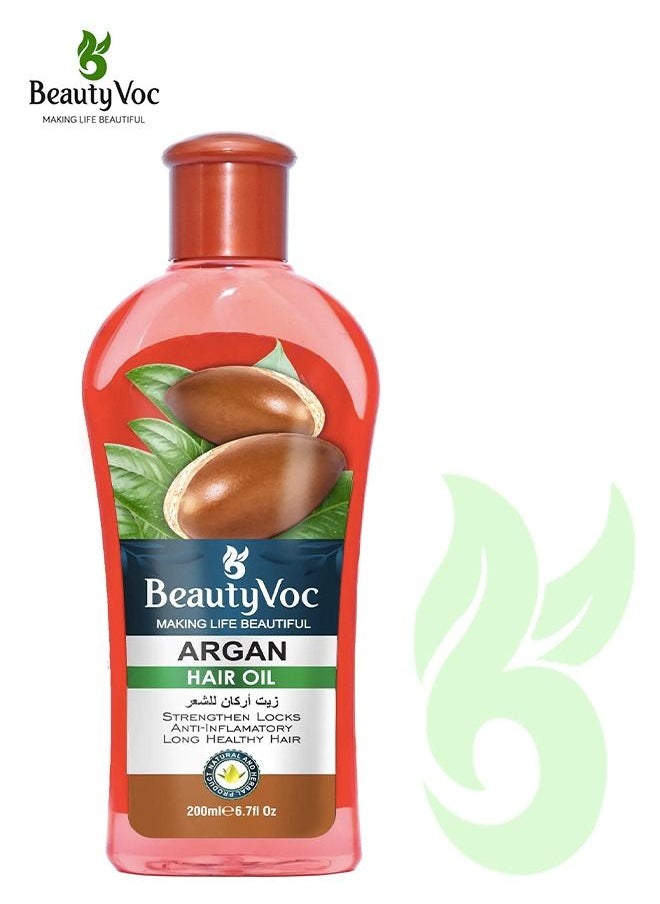 BEAUTY VOC Argan Hair Oil and Manageable Hair, Enriched Antioxidants and Fatty Acids Deeply Hydrate and Nourishes Hair, Repair Damaged Hair and Reduce Frizz, 200ml  - Image 1