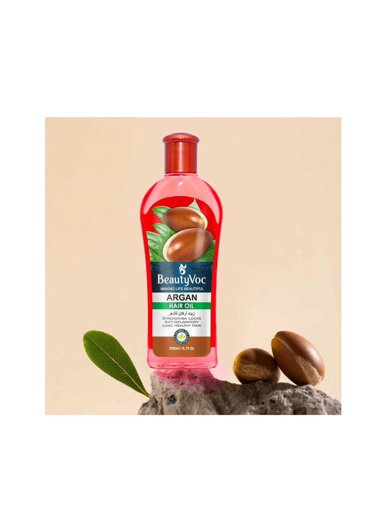 BEAUTY VOC Argan Hair Oil and Manageable Hair, Enriched Antioxidants and Fatty Acids Deeply Hydrate and Nourishes Hair, Repair Damaged Hair and Reduce Frizz, 200ml  - Image 3