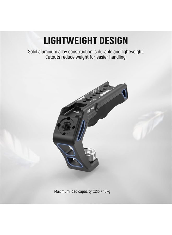 NEEWER Camera Top Handle with 3/8" ARRI Locating Pins, Comfort Silicone Grip with 1/4" 3/8" Threads and 3 Cold Shoes, Compatible with SmallRig Handles Camera Cages Video Rigs, CA007 - Image 4