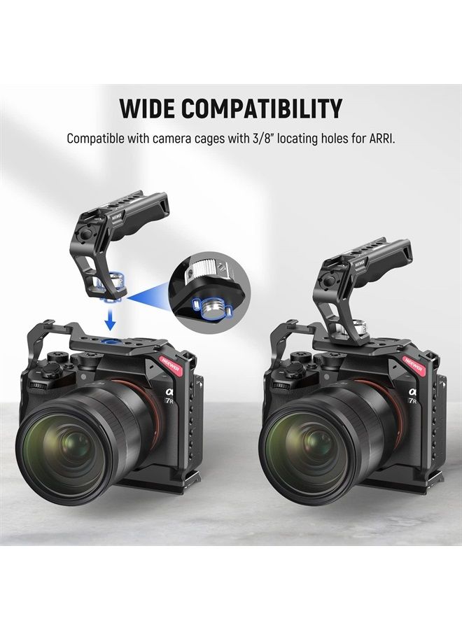 NEEWER Camera Top Handle with 3/8" ARRI Locating Pins, Comfort Silicone Grip with 1/4" 3/8" Threads and 3 Cold Shoes, Compatible with SmallRig Handles Camera Cages Video Rigs, CA007 - Image 2