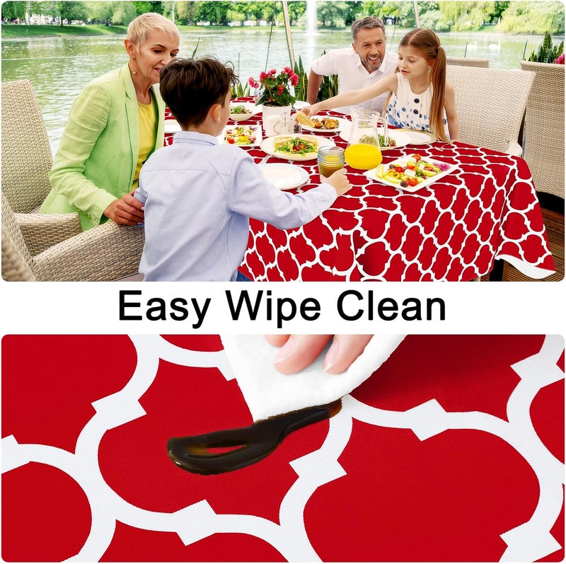 smiry Rectangle Table Cloth, Waterproof Vinyl Tablecloths with Flannel Backing for Rectangle Tables, Wipeable Spillproof Plastic Tablecloth for Dining, Camping, Indoor and Outdoor (60"x84", Red) - Image 3