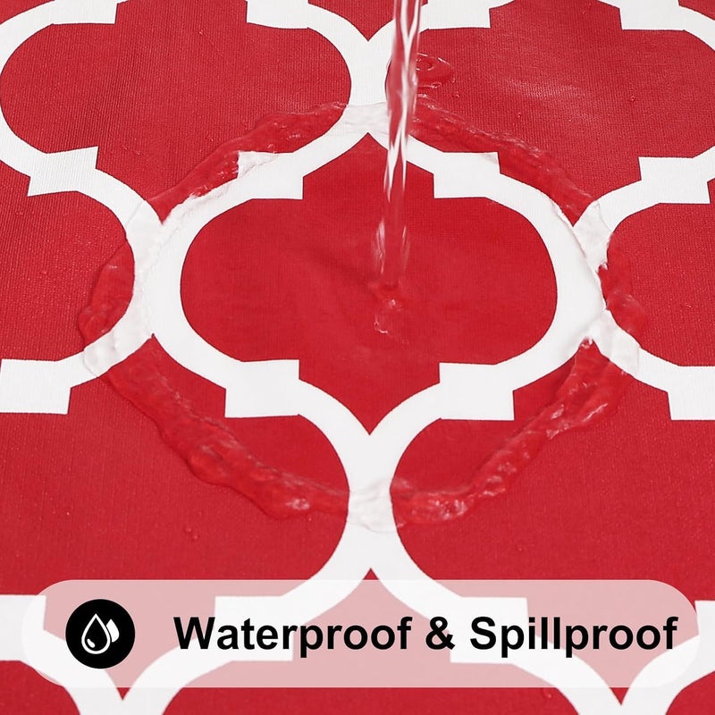 smiry Rectangle Table Cloth, Waterproof Vinyl Tablecloths with Flannel Backing for Rectangle Tables, Wipeable Spillproof Plastic Tablecloth for Dining, Camping, Indoor and Outdoor (60"x84", Red) - Image 2