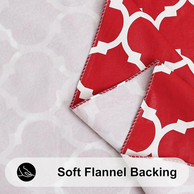 smiry Rectangle Table Cloth, Waterproof Vinyl Tablecloths with Flannel Backing for Rectangle Tables, Wipeable Spillproof Plastic Tablecloth for Dining, Camping, Indoor and Outdoor (60"x84", Red) - Image 5