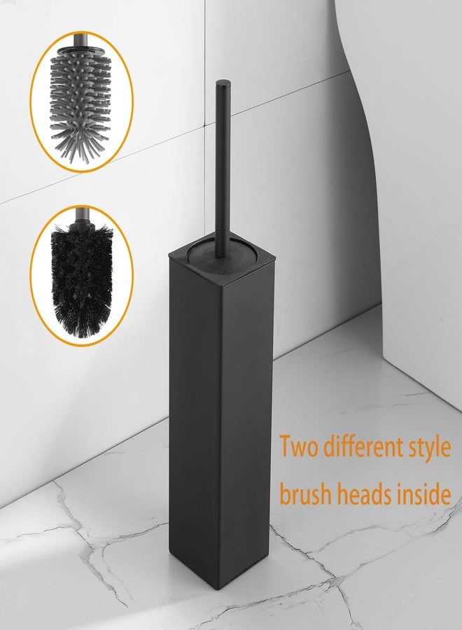 BGL Toilet Brush and Holder Set, Matte Black Freestanding for Bathroom Storage and Organization, Square Design Sturdy and Space Saving - Image 2