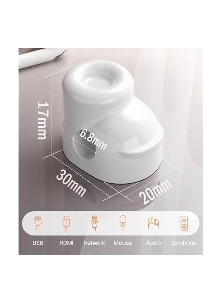 erorex 6 Pack Magnetic Cable Clips, Adjustable Phone Cord Holder with Shoe-Shaped Design, String Light Clips for Home, Office, Birthday Banner, Colorful Lights - White Charging Cable Holder - Image 3