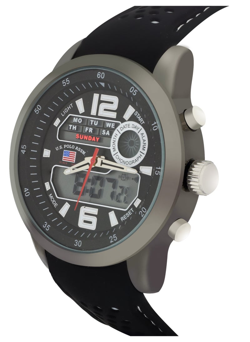 ساعة كواتز للرجال، عرض تناظري ورقمي وحزام مطاطي - view 2