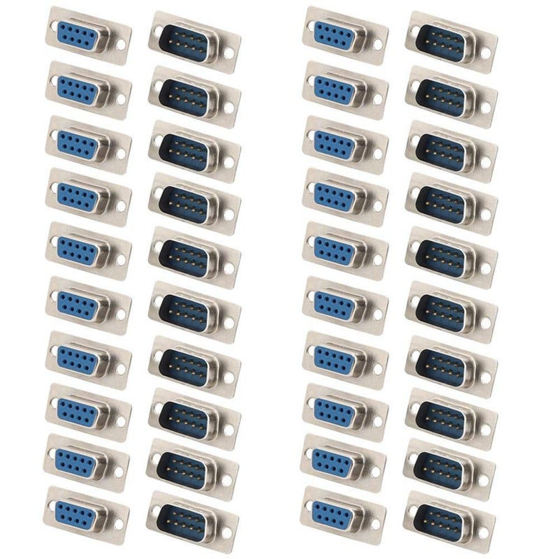 TECHDELIVERS ® Combo RS 232-9 Pin Male and Female Jack Plug Serial Port Connector Socket Adapter Changer Coupler DB-9 Straight (25 Pairs) - Image 1