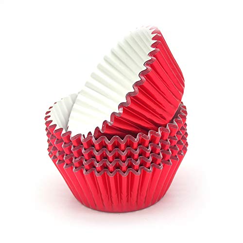 Mombake Standard Red Foil Cupcake Liners Muffin Baking Cups for Party and More, 100-Count - Image 3