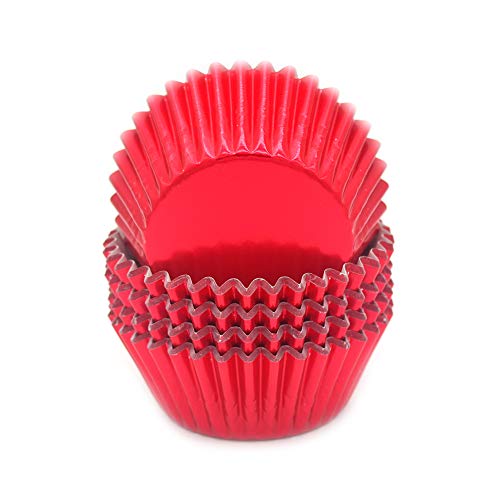 Mombake Standard Red Foil Cupcake Liners Muffin Baking Cups for Party and More, 100-Count - Image 1