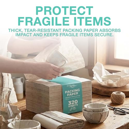 Ocean Tides 320 Sheets Packing Paper for Moving - Newspaper Paper for Wrapping, Packaging, Shipping, & Protecting Fragile Items like Glasses & Dishes - Must-Have Newsprint Moving Supplies & Box Filler (27" x 17") - Image 2