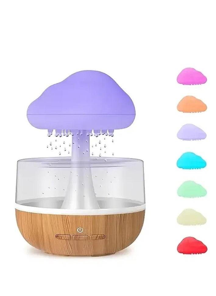 DubaiGallery Raining Cloud Night Light Aromatherapy Essential Oil Diffuser Micro Humidifier Desk Fountain Bedside Sleeping Relaxing Mood Water Drop Sound - Image 2