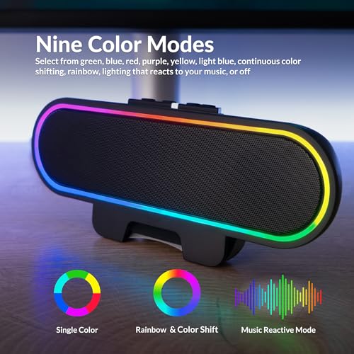 Cyber Acoustics USB Speaker Bar with LED Lights (CA-2890GX) – USB Powered Speaker Bar for PC and Mac, Dynamic LED Lights Sync to Music, Clamps to Monitors up to 1.5 Inches, Great for Music and Gaming - Image 5