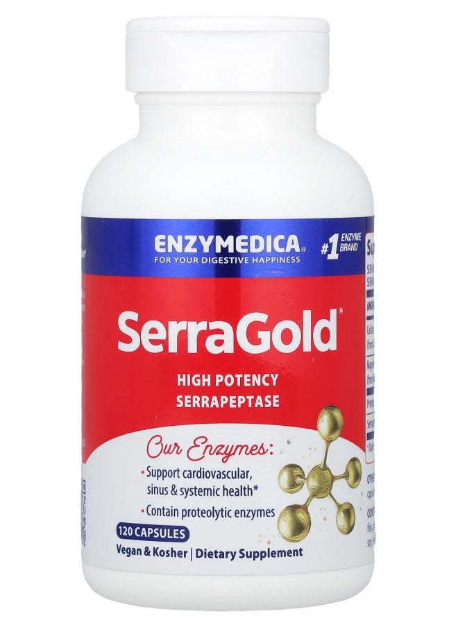 ENZYMEDICA SerraGold® High Potency Serrapeptase 120 Capsules 