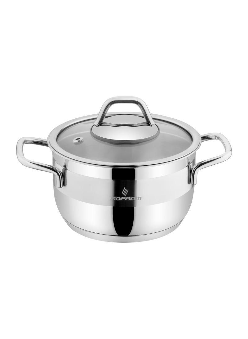 Sofram Turkish Stainless Stock Pot With Glass Lid 18 cm - Image 2