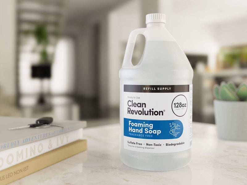 Clean Revolution إعادة تعبئة صابون اليدين الرغوي من كلين ريفولوشن، لطيف، مرطب وصديق للبيئة، صيغة جاهزة للاستخدام، خالية من الغلوتين، بدون رائحة، خالية من العطور، 128 أونصة سائلة - Image 4