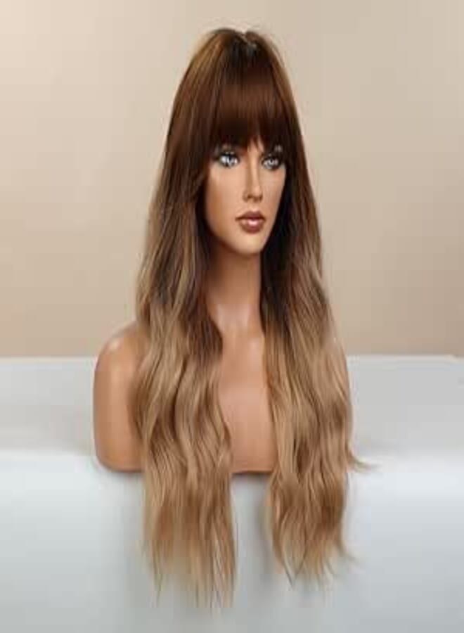 DILLARDS Booyoor Blonde Wig With Bangs Long Wavy Ombre Blonde Wigs For Women Natural Looking Heat Resistant Fiber Synthetic Wigs For Daily Party Use Cosplay 24 Inch