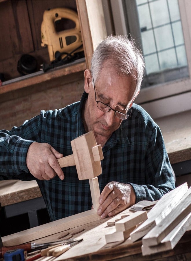 إستنك مطرقة خشبية، مطرقة نحت احترافية للنجارة، مطرقة خشبية لنقر الخشب، أداة نجارة للنجارة، نحت الخشب، أعمال جلدية، أداة صنع نجارة DIY (L) - Image 4