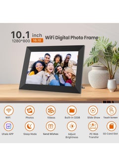 ليموس إطار صور رقمي واي فاي 10.1 بوصة 1280x800 شاشة لمس عالية الدقة IPS، إطار صور ذكي إلكتروني بسعة تخزين 32 جيجابايت، تدوير تلقائي، مشاركة الصور/مقاطع الفيديو على الفور عبر تطبيق Frameo من أي مكان  - Image 2