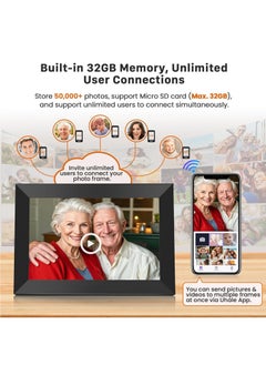 ليموس إطار صور رقمي واي فاي 10.1 بوصة 1280x800 شاشة لمس عالية الدقة IPS، إطار صور ذكي إلكتروني بسعة تخزين 32 جيجابايت، تدوير تلقائي، مشاركة الصور/مقاطع الفيديو على الفور عبر تطبيق Frameo من أي مكان  - Image 3