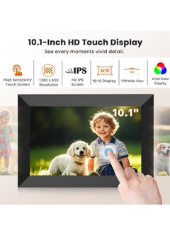 ليموس إطار صور رقمي واي فاي 10.1 بوصة 1280x800 شاشة لمس عالية الدقة IPS، إطار صور ذكي إلكتروني بسعة تخزين 32 جيجابايت، تدوير تلقائي، مشاركة الصور/مقاطع الفيديو على الفور عبر تطبيق Frameo من أي مكان  - Image 5