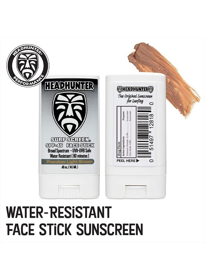 Headhunter Sunscreen Face Stick SPF 45, Waterproof Surf Sunblock for Waterman, Water-Resistant Facial Sunscreen for Ultra-Sport Protection and Solar Defense (80 min), Tinted Light Brown (2 pack) - Image 2